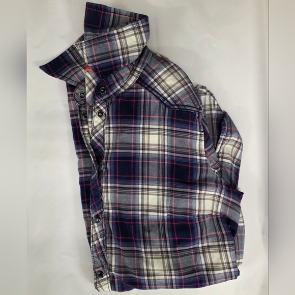 Esprit Western Cotton Blue Whit Pink Plaid Snap Button size M - Picture 6 of 14